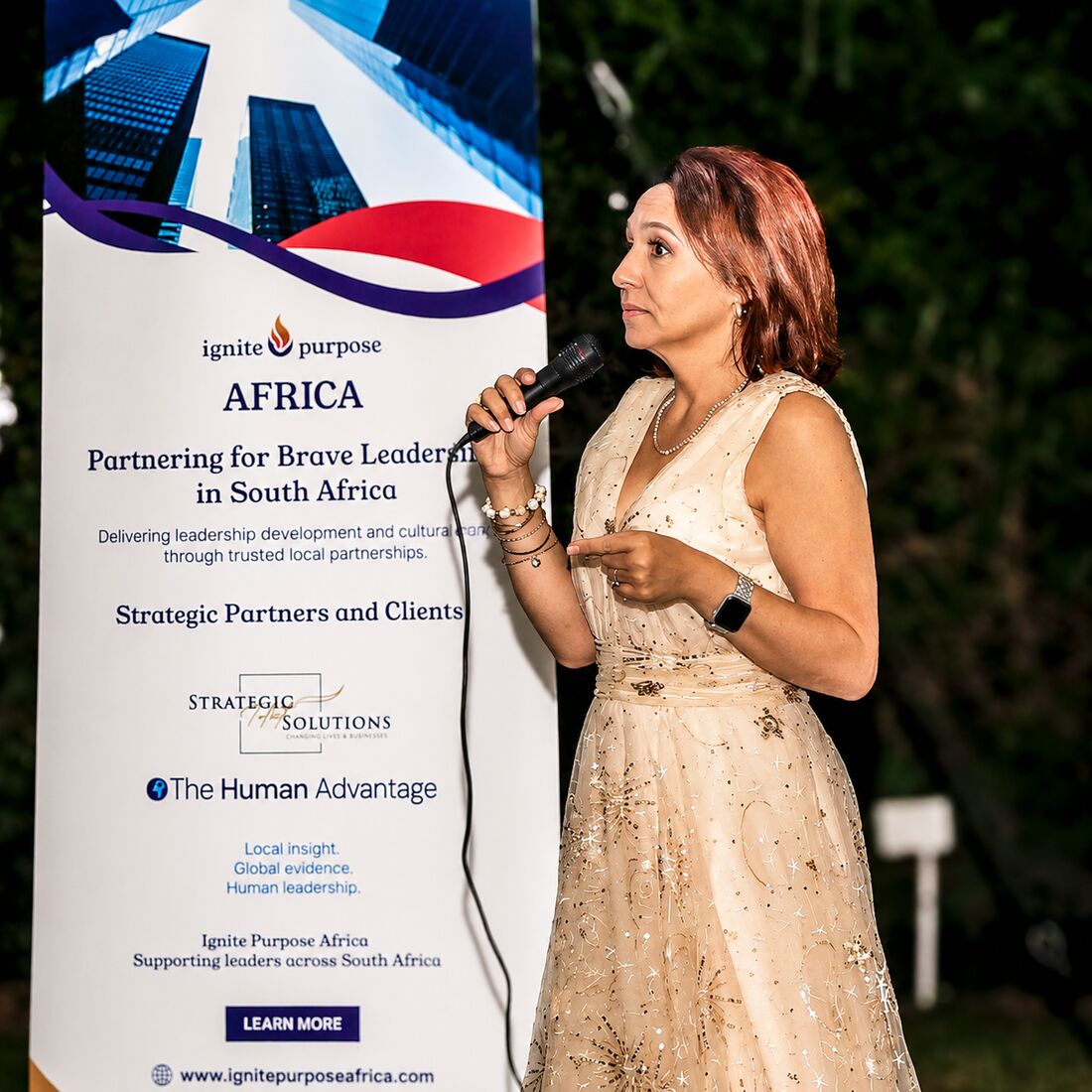 Christina Foxwell speaking at an Ignite Purpose Africa leadership event